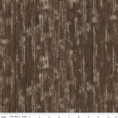 Image of the Covered Bridges in Spring Barn Wood Brown by Quilting Cotton Fabric. Features a wood grain fabric on a brown background. Cute Little Fabric Shop