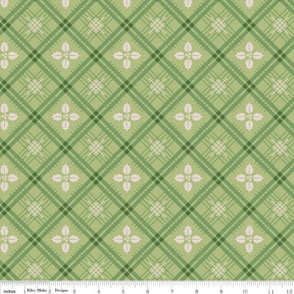 Image of the Home Town Holiday Holly Lettuce quilting cotton wide back fabric by Lori Holt for Riley Blake Designs. Features a plaid pattern with holly leaves on a green background.
Cute Little Fabric Shop
