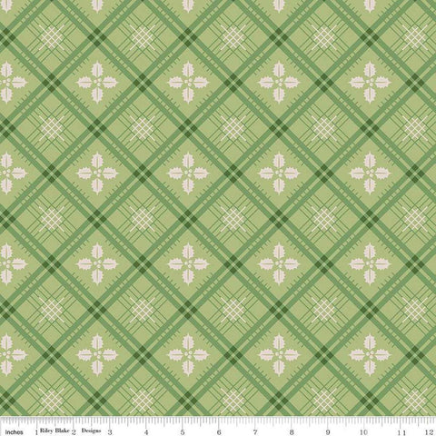 Image of the Home Town Holiday Holly Lettuce quilting cotton wide back fabric by Lori Holt for Riley Blake Designs. Features a plaid pattern with holly leaves on a green background.
Cute Little Fabric Shop