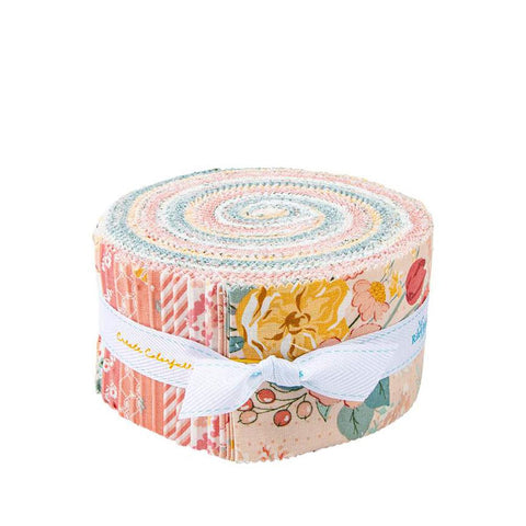 Image of the New Beginnings Rolie Polie by Sandy Gervais for Riley Blake Designs. Features floral fabrics with pastel colors. 
Cute Little Fabric Shop