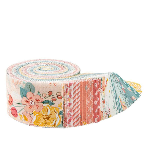Image of the New Beginnings Rolie Polie by Sandy Gervais for Riley Blake Designs. Features floral fabrics with pastel colors. 
Cute Little Fabric Shop