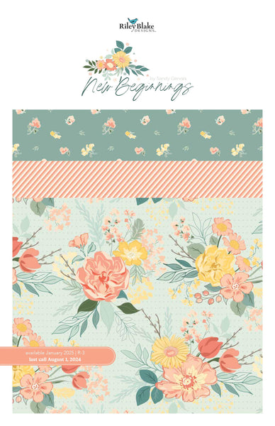 Image of the New Beginnings Storyboard by Sandy Gervais for Riley Blake Designs. Features floral fabrics with pastel colors. 
Cute Little Fabric Shop