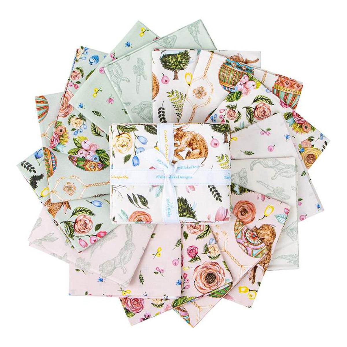 Image of the Sweet Spring Fat Quarter Bundle by Hester & Cook for Riley Blake Designs. Features colorful easter fabric on various backgrounds. 
Cute Little Fabric Shop