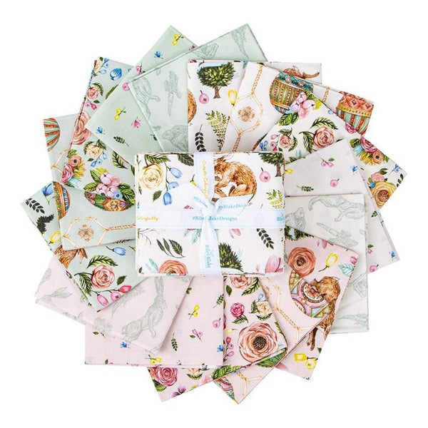 Image of the Sweet Spring Fat Quarter Bundle by Hester & Cook for Riley Blake Designs. Features colorful easter fabric on various backgrounds. 
Cute Little Fabric Shop