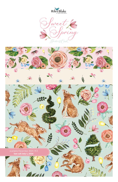 Image of the Sweet Spring Storyboard by Hester & Cook for Riley Blake Designs. Features colorful easter fabric on various backgrounds. 
Cute Little Fabric Shop