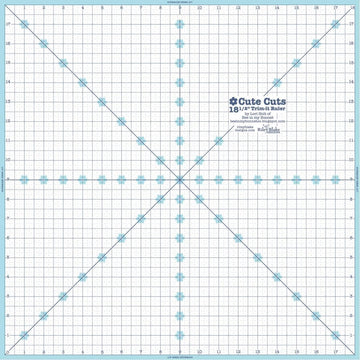 Image of the Cute Cuts™ Trim-it™ Ruler 18.5 x 18.5 by Lori Holt for Riley Blake Designs. Features an 18.5 inch square ruler with aqua borders. 
Cute Little Fabric Shop