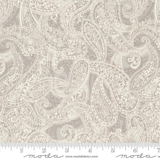 Image of the Sandalwood Adeline Moonbeam quilting cotton fabric by 3 Sisters for Moda Fabrics. Features a floral fabric on a gray background. Cute Little Fabric Shop
