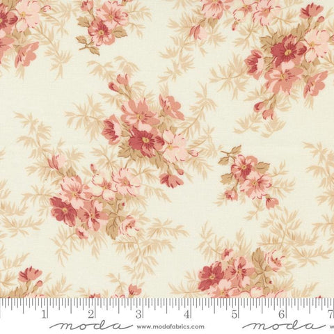 Image of the Sandalwood Cassandra Opal quilting cotton fabric by 3 Sisters for Moda Fabrics. Features a floral fabric on a cream background. Cute Little Fabric Shop