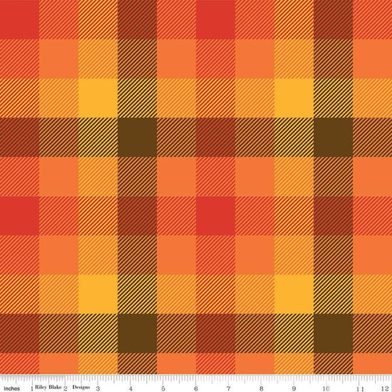 Image of the Wide Back Fall's in Town Checked Multi quilting cotton fabric by Sandy Gervais for Riley Blake Designs. Features a 5/8" gingham checked plaid with tiny diagonal lines with warm colors. 
Cute Little Fabric Shop