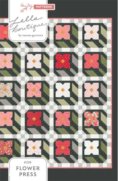 Image of the Flower Press quilt pattern by Lella Boutique for Moda Fabrics. Features flowers and leaves on a quilt.
Cute Little Fabric Shop