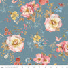 Image of the Wide Back Countryside Floral Storm quilting cotton fabric by Lisa Audit for Riley Blake Designs. Features flowers on a blue background. 
Cute Little Fabric Shop