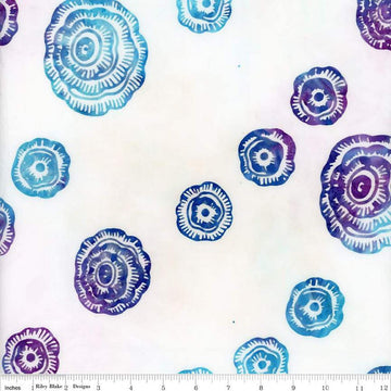 Image of the Expressions Batiks Bedazzled! Brilliance quilting cotton fabric by Pat Fryer for Riley Blake Designs. Features a flower pattern on a white background. 
Cute Little Fabric Shop
