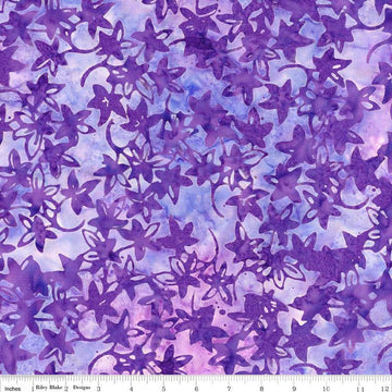 Image of the Expressions Batiks Bedazzled! Purple Haze quilting cotton fabric by Pat Fryer for Riley Blake Designs. Features a flower star pattern on a purple background. 
Cute Little Fabric Shop