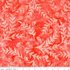 Image of the Expressions Batiks Sassy and Tweet Papaya quilting cotton fabric. Features an abstract design on a red background. Cute Little Fabric Shop