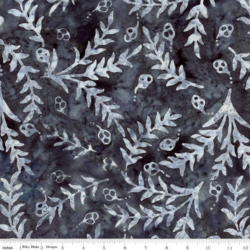 Image of the Expressions Batiks Sassy and Tweet Charcoal quilting cotton fabric. Features an abstract design on a gray background. Cute Little Fabric Shop