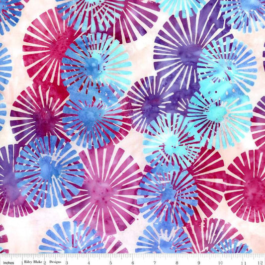 Image of the Expressions Batiks Bedazzled! Prismatic Bliss quilting cotton fabric by Pat Fryer for Riley Blake Designs. Features a star pattern on a cream background. 
Cute Little Fabric Shop