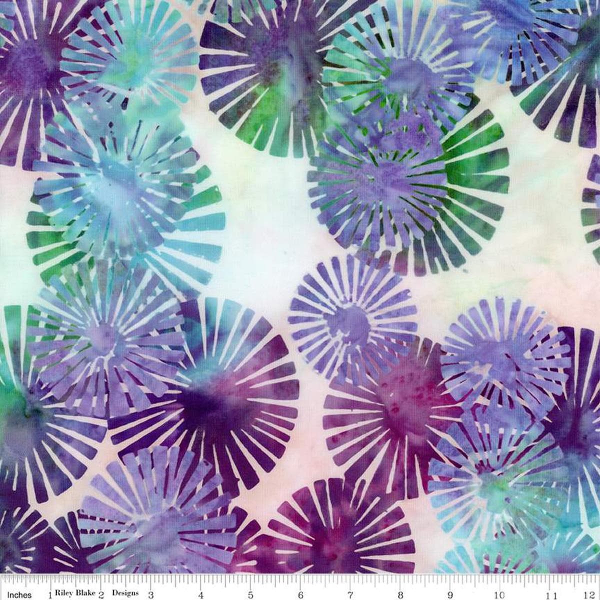 Image of the Expressions Batiks Bedazzled! Lilac Mint quilting cotton fabric by Pat Fryer for Riley Blake Designs. Features a star pattern on a cream background. 
Cute Little Fabric Shop