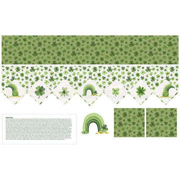 Image of the Mantel Runner of the Month & More Home Decor Panel March quilting cotton fabric by Tara Reed for Riley Blake Designs. Features St Patrick's day themed fabrics. 
Cute Little Fabric Shop