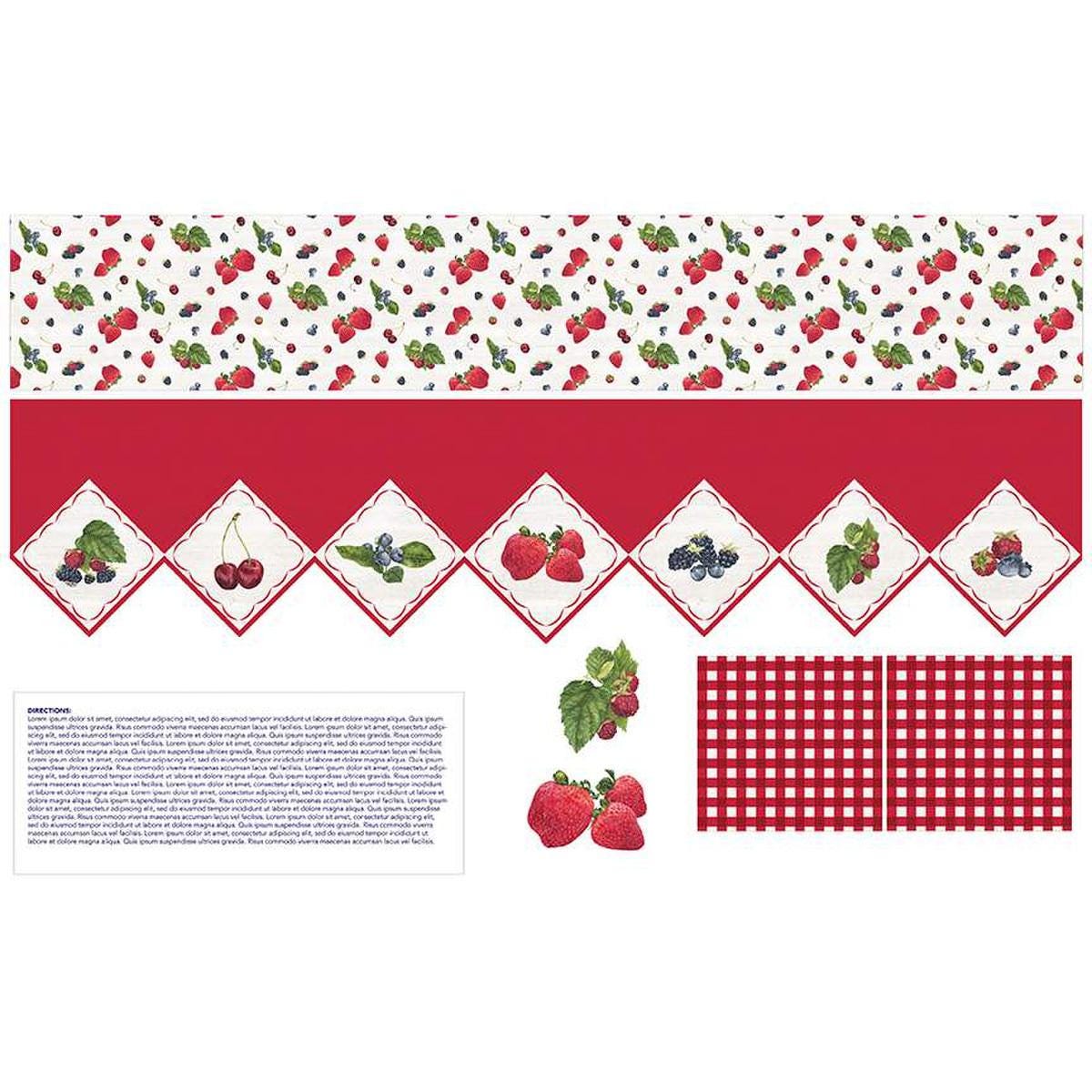 Image of the Mantel Runner of the Month & More Home Decor Panel June by Tara Reed for Riley Blake Designs. Features flowers on a runner. 
Cute Little Fabric Shop