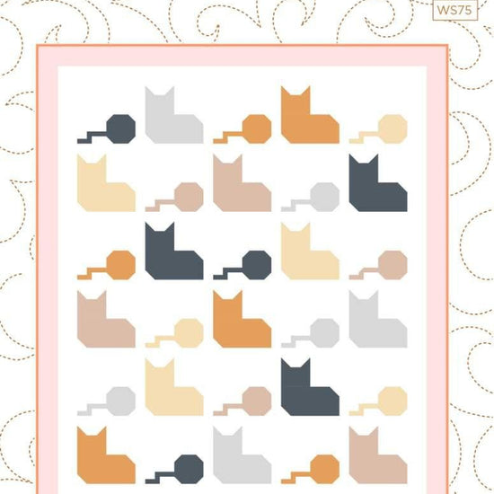 Image of the Under my Skein quilt pattern by Wendy Sheppard for Riley Blake Designs. Features cars and balls of yarn on a quilt. 
Cute Little Fabric Shop