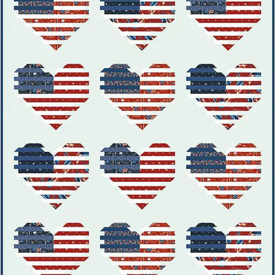 Image of the Love Boldly Quilt Pattern by Michelle Cain for Riley Blake Designs. Features hearts with stripes on a quilt.
Cute Little Fabric Shop