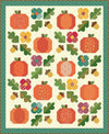 Image of the Under the Oaks Quilt Boxed Kit by Heather Peterson for Riley Blake Designs. Features pumpkins and leaves on a quilt. 
Cute Little Fabric Shop