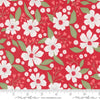 Image of the Love Blooms Florals Rose quilting cotton fabric by Moda Fabrics. Features flowers on a red background. Cute Little Fabric Shop