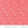 Image of the Love Blooms Arrow Lipstick quilting cotton fabric by Moda Fabrics. Features arrows on a red background. Cute Little Fabric Shop