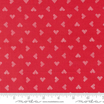 Image of the Love Blooms Sweetheart Rose quilting cotton fabric by Moda Fabrics. Features a checkered pattern on a red background. Cute Little Fabric Shop