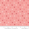 Image of the Love Blooms Sweetheart Blush quilting cotton fabric by Moda Fabrics. Features a checkered pattern on a pink background. Cute Little Fabric Shop