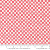 Image of the Love Blooms Checkers Lipstick quilting cotton fabric by Moda Fabrics. Features a checkered pattern on a pink background. Cute Little Fabric Shop