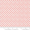 Image of the Love Blooms Checkers Blush quilting cotton fabric by Moda Fabrics. Features a checkered pattern on a pink background. Cute Little Fabric Shop