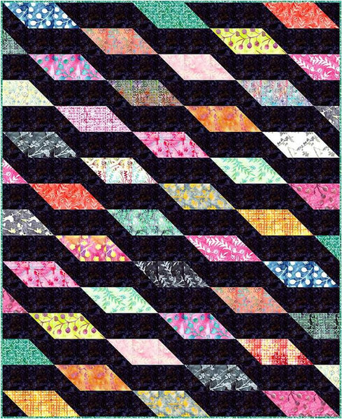 Image of the Rockslide quilt pattern by Slice of Pi Quilts by Riley Blake Designs. Features diamond shapes on a quilt. 
Cute Little Fabric Shop