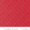 Image of the Love Blooms LOVE Rose quilting cotton fabric by Moda Fabrics. Features the word LOVE on a red background. Cute Little Fabric Shop
