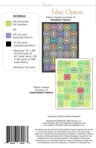 Image of the Macaron quilt pattern by Wendy Sheppard for Riley Blake Designs. Features the quilt pattern requirements.
Cute Little Fabric Shop