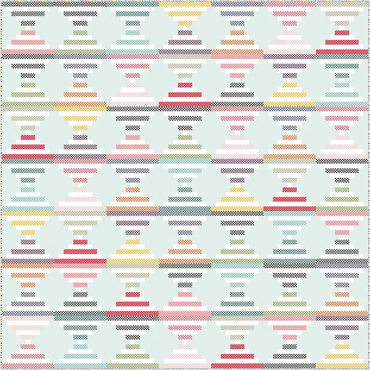 Image of the Candy Logs quilt pattern by Wendy Sheppard for Riley Blake Designs. Features stripes in diamond shapes. 
Cute Little Fabric Shop