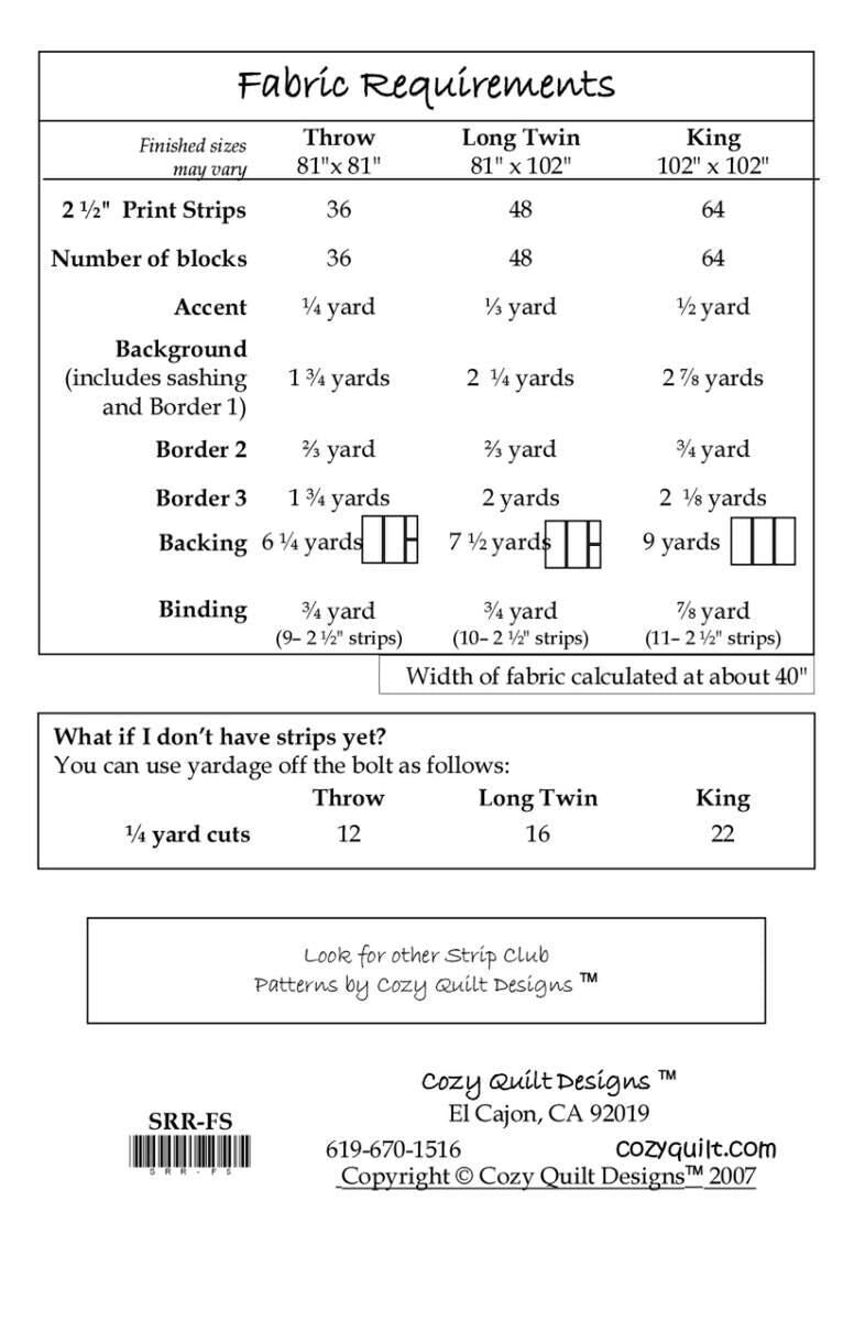 Image of the Four Square quilt pattern by Cozy Quilt Designs for Riley Blake Designs. Features the fabric requirements for the quilt.
Cute Little Fabric Shop