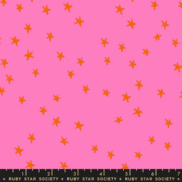Image of the Starry Blenders Star Vivid Pink quilting cotton fabric by Alexia Abegg for Moda Fabrics. Features small scattered stars on a pink background. Cute Little Fabric Shop