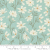 Image of the Seaglass Summer Cottage Ocean Air quilting cotton fabric by Moda Fabrics. Features flowers on a teal background. Cute Little Fabric Shop
