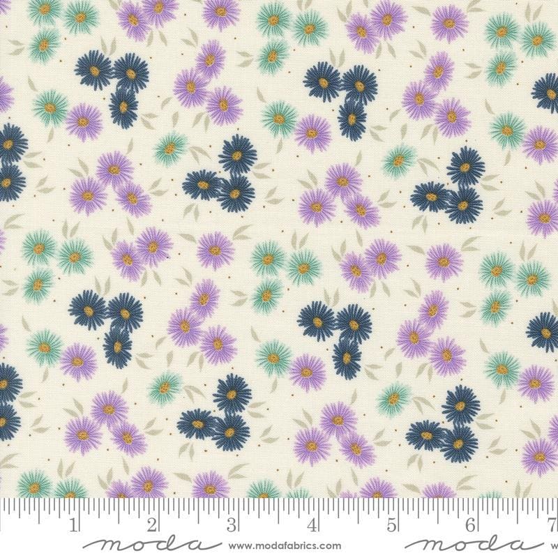 Image of the Seaglass Summer Beach Oyster quilting cotton fabric by Moda Fabrics. Features flowers on a cream background. Cute Little Fabric Shop