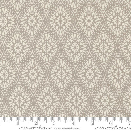 Image of the Seaglass Summer Picnic Sandstone quilting cotton fabric by Moda Fabrics. Features damask on a cream background. Cute Little Fabric Shop