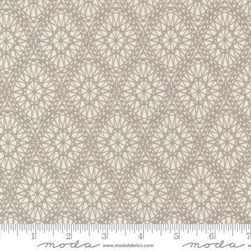 Image of the Seaglass Summer Picnic Sandstone quilting cotton fabric by Moda Fabrics. Features damask on a cream background. Cute Little Fabric Shop