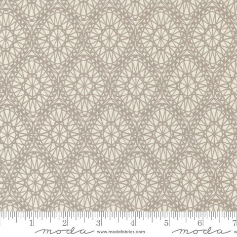 Image of the Seaglass Summer Picnic Sandstone quilting cotton fabric by Moda Fabrics. Features damask on a cream background. Cute Little Fabric Shop