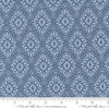 Image of the Seaglass Summer Picnic Dappled Blue quilting cotton fabric by Moda Fabrics. Features damask on a blue background. Cute Little Fabric Shop