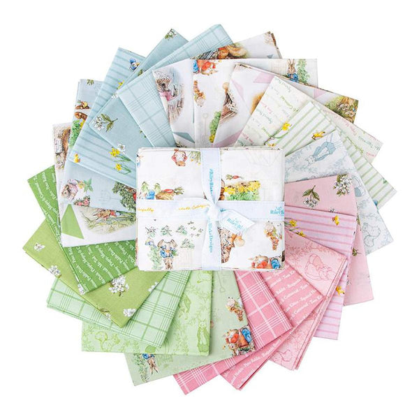 Image of the Peter Rabbit and Friends Fat Quarter Bundle by Beatrix Potter for Riley Blake Designs. Features animals on various backgrounds. 
Cute Little Fabric Shop