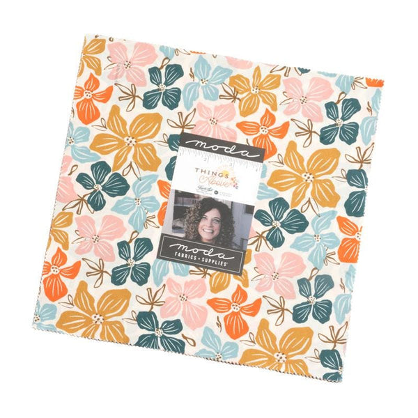 Image of the Things Above 10 inch stacker with quilting cotton fabric by Fancy That Design House for Moda Fabrics. Features floral fabrics. 
Cute Little Fabric Shop