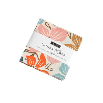 Image of the Things Above mini charm pack with quilting cotton fabric by Fancy That Design House for Moda Fabrics. Features floral fabrics. 
Cute Little Fabric Shop