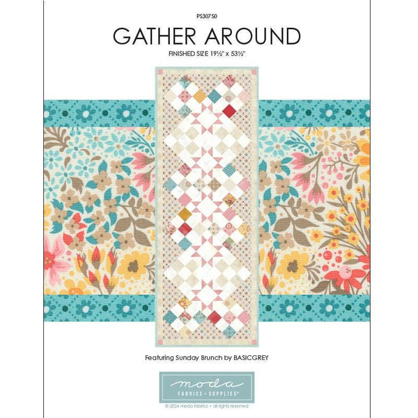 Image of the Sunday Brunch Project Sheet quilt pattern by BasicGrey for Riley Blake Designs. Features floral fabrics. 
Cute Little Fabric Shop