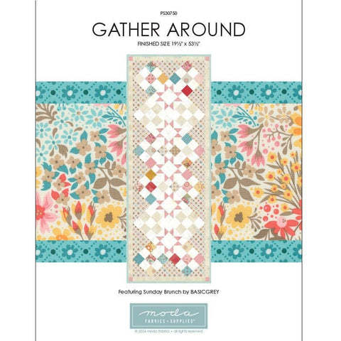 Image of the Sunday Brunch Project Sheet quilt pattern by BasicGrey for Riley Blake Designs. Features floral fabrics. 
Cute Little Fabric Shop