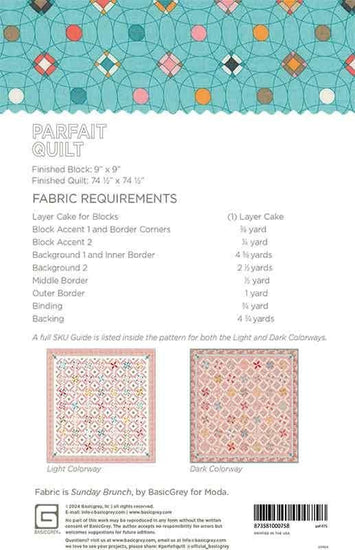 Image of the Parfait quilt pattern by BasicGrey for Moda Fabrics. Features the fabric requirements.
Cute Little Fabric Shop